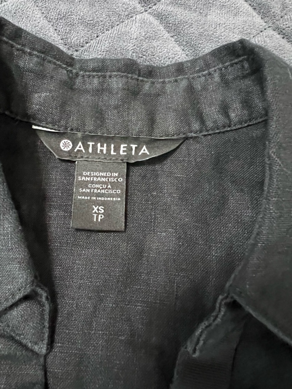 Athleta Playa Linen Tie Top Women’s XS Black Wrap Crop Shirt - Picture 3 of 9